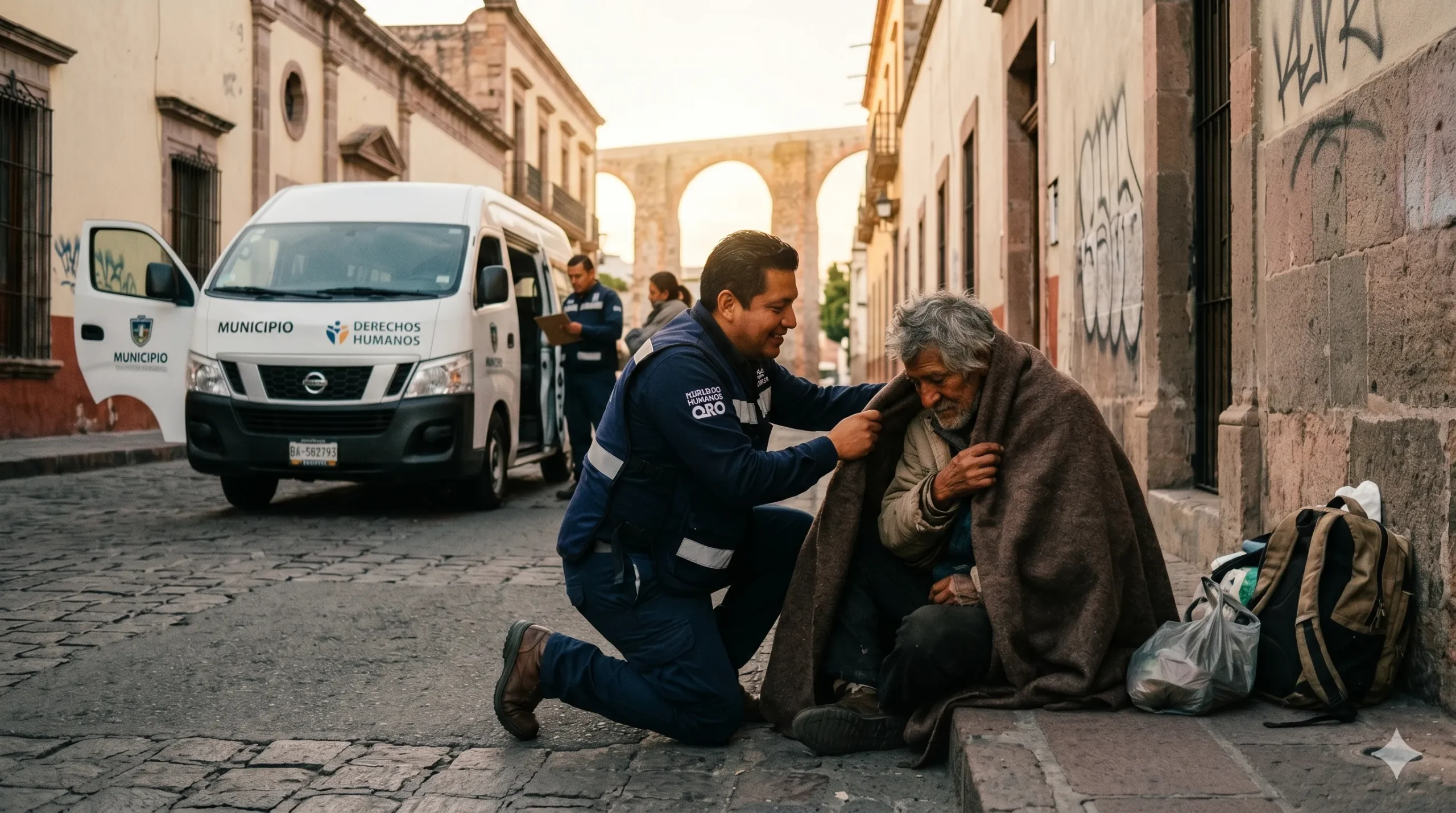 Ni frío ni asfalto: le tiran paro y cobijan a 300 en Querétaro