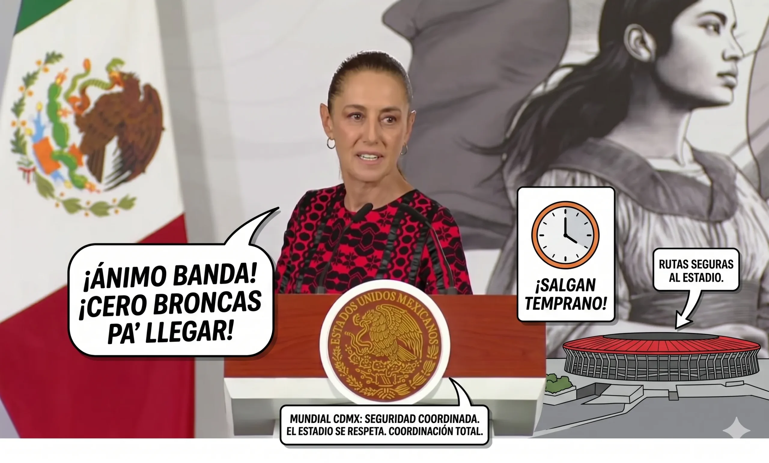 ¿Broncas pa’ llegar al estadio? La presi receta “ánimo”