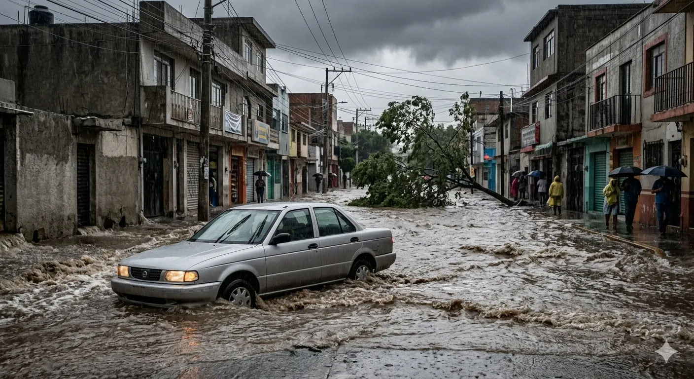 Venecia de asfalto: Lluvia hunde autos en la capital