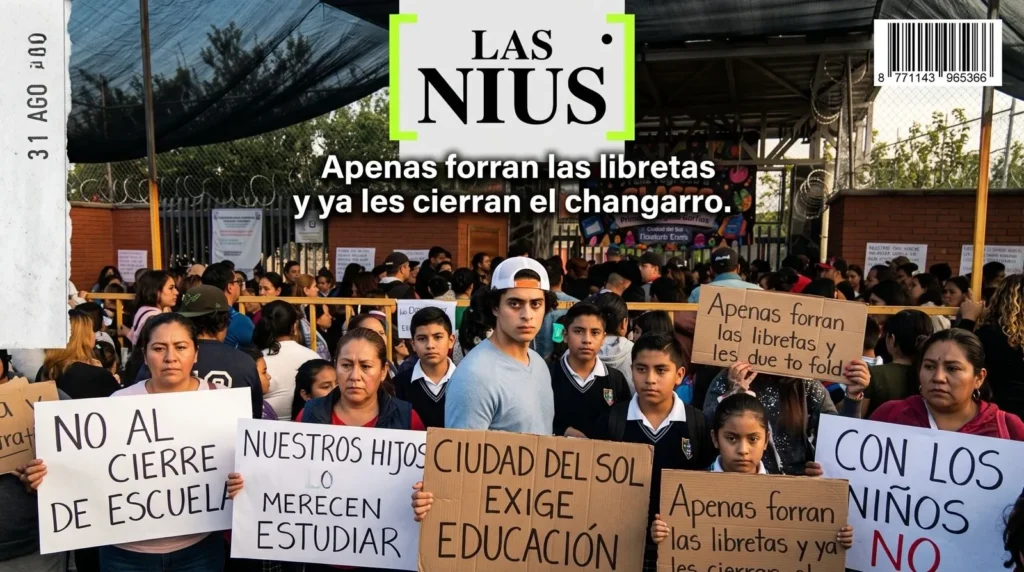 Fachada de una escuela cerrada por incumplir normas